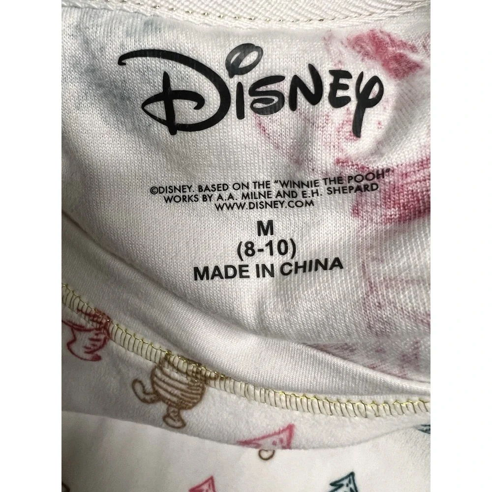 Disney Winnie the Pooh Christmas Pajama Top White Fleece‎ Medium 8-10 Holiday - Picture 5 of 6